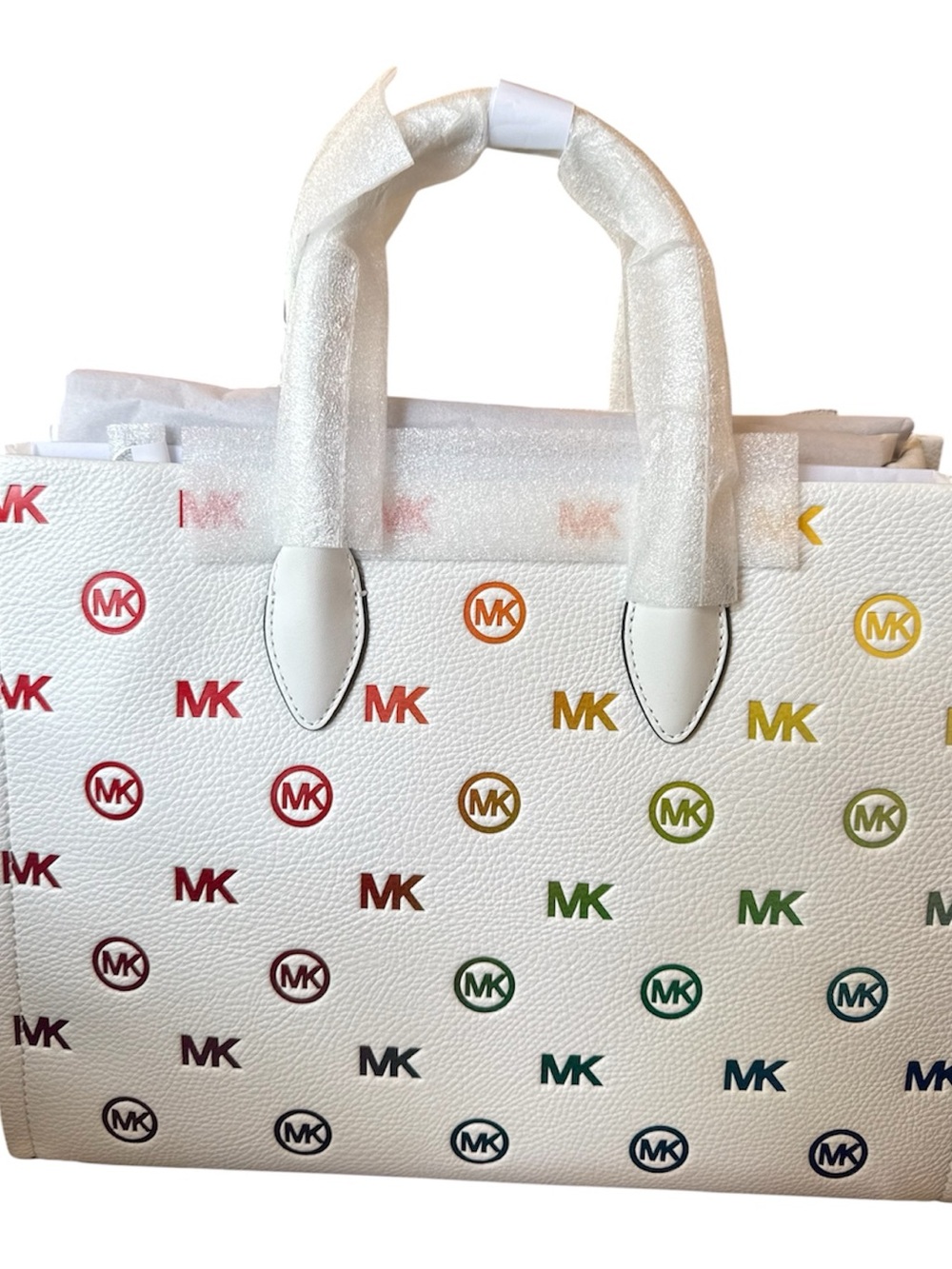 Michael Kors White Rainbow Logo Satchel
